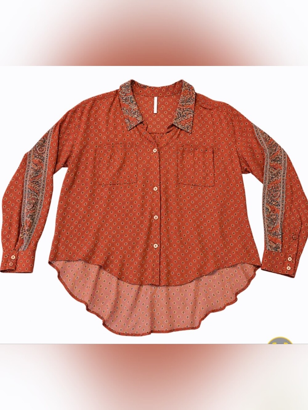 Free People Sheer Long Sleeved Shirt Size Medium Autumn Fall